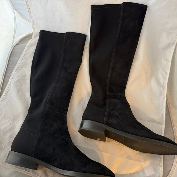 Stuart Weitzman 5050 Gisele Knee High Boot Black Suede & Stretch Women Size 11.5 - Picture 2 of 7